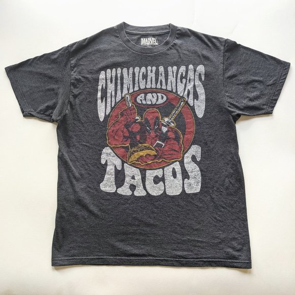 Deadpool & Wolverine Graphic T-shirt Tacos Gray Marvel - Picture 1 of 4